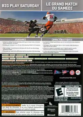 NCAA Football 09 (USA) box cover back